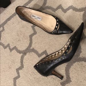 Jimmy Choo black snake skin heels